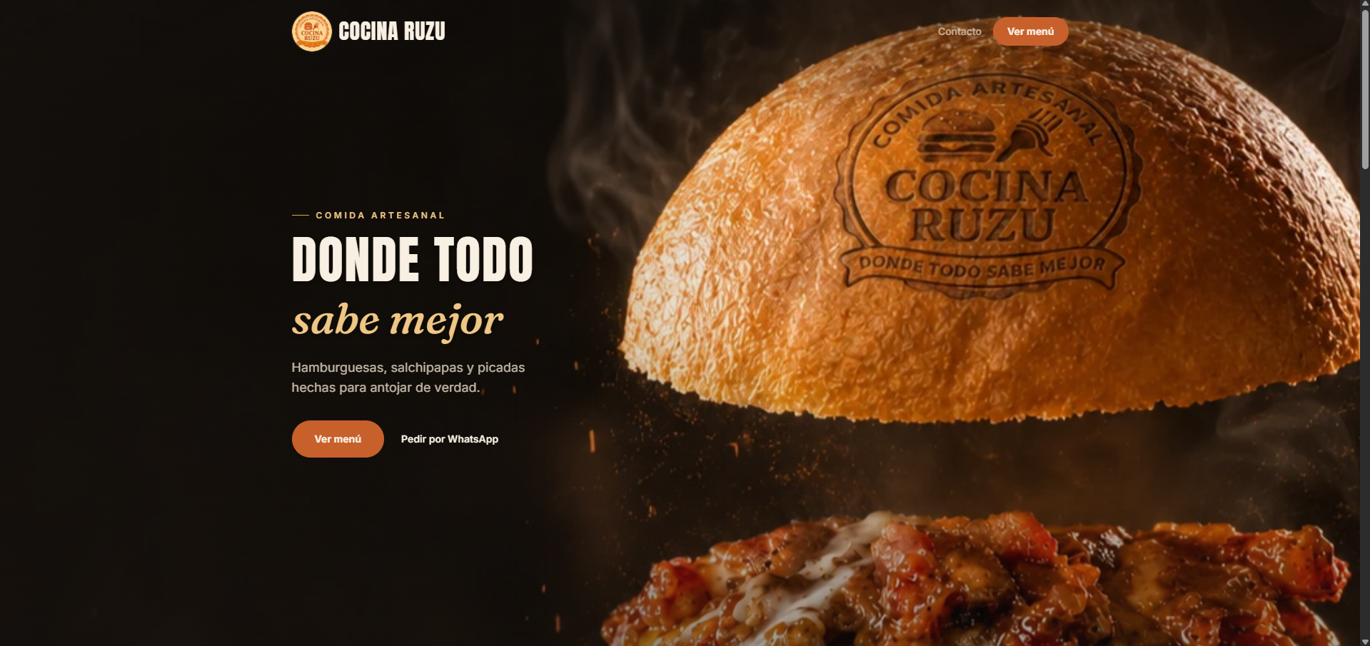 Captura del sitio de Cocina Ruzu